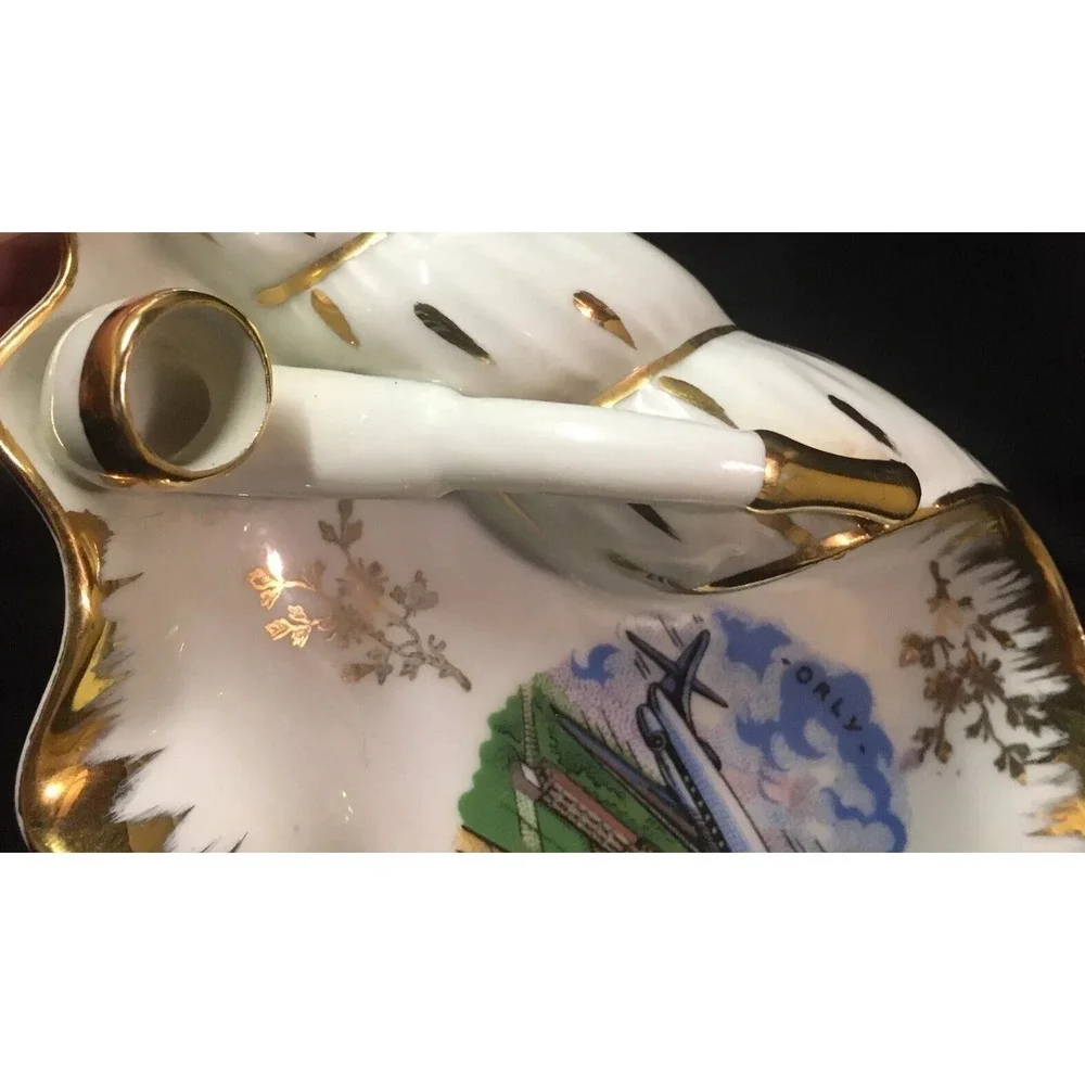 Paris-Orly Aeroport Ashtray Souvenir Vintage 3D PORCELAIN DE LIMOGES Read Descrp